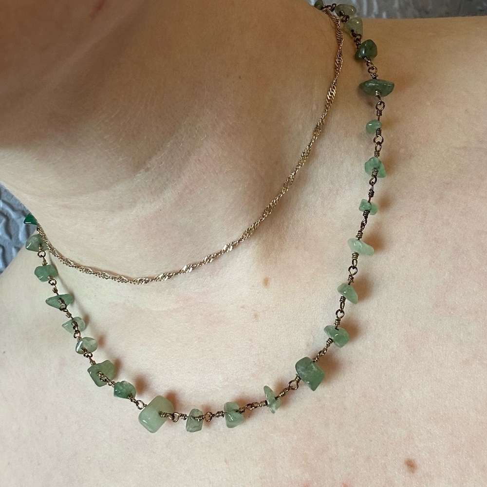 Green Beaded Chip Necklace